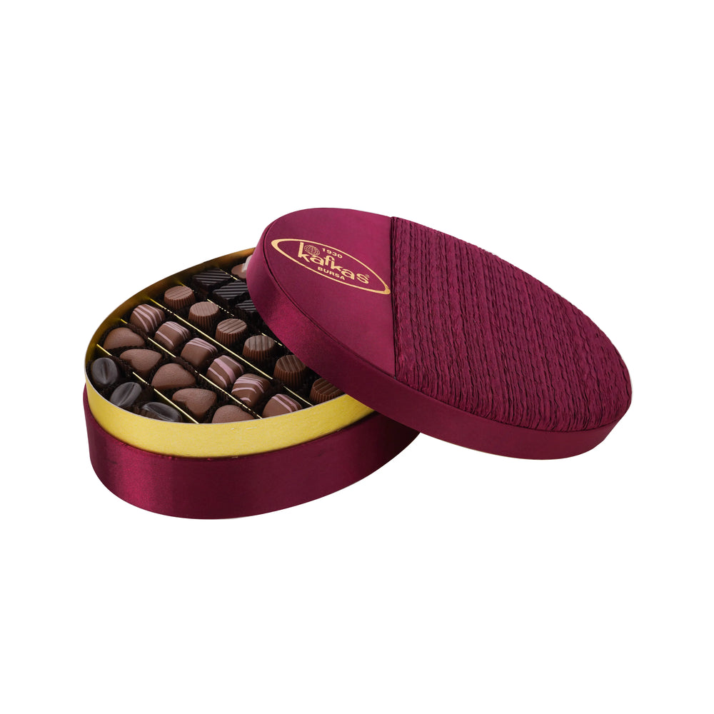 Kafkas Çikolata Oval Kumaş Kutu 500 Gr (Bordo)