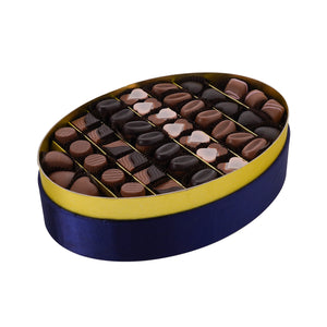 Kafkas Çikolata Oval Kumaş Kutu 500 Gr (Mavi)