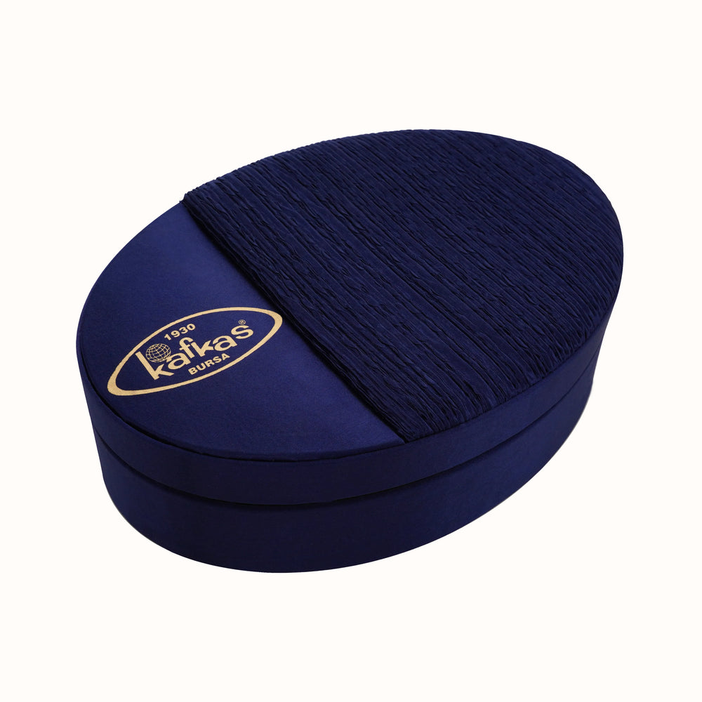 Kafkas Çikolata Oval Kumaş Kutu 500 Gr (Mavi)